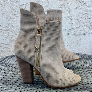 Guess Bitki Peep Toe Perforated Ankle Boot Heel